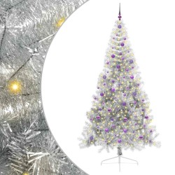Sapin de Noël artificiel pré-éclairé Argent 240 cm PET 544046544046