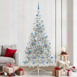 Sapin de Noël artificiel pré-éclairé Argent 240 cm PET 544053544053