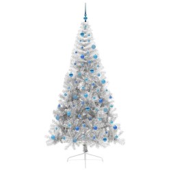 Sapin de Noël artificiel pré-éclairé Argent 240 cm PET 544053544053