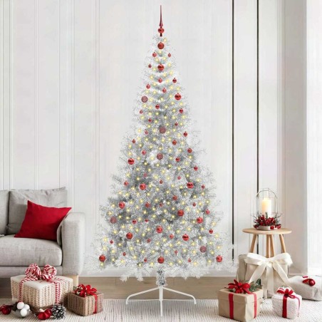 Sapin de Noël artificiel pré-éclairé Argent 240 cm PET 544054544054