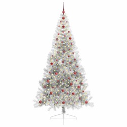 Sapin de Noël artificiel pré-éclairé Argent 240 cm PET 544054544054