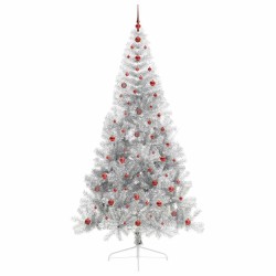 Sapin de Noël artificiel pré-éclairé Argent 240 cm PET 544054544054