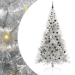 Sapin de Noël artificiel pré-éclairé Argent 240 cm PET 544055544055