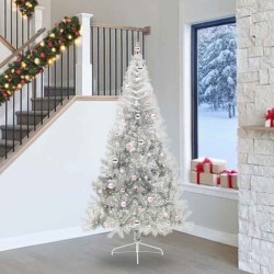 Sapin de Noël artificiel pré-éclairé Argent 240 cm PET 544056544056