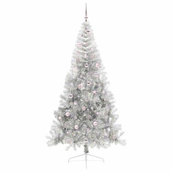 Sapin de Noël artificiel pré-éclairé Argent 240 cm PET 544056544056