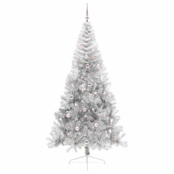 Sapin de Noël artificiel pré-éclairé Argent 240 cm PET 544056544056