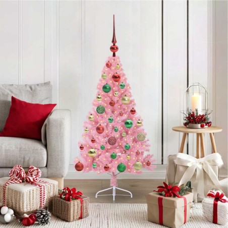 Sapin de Noël artificiel pré-éclairé Rose 120 cm PVC 544064544064