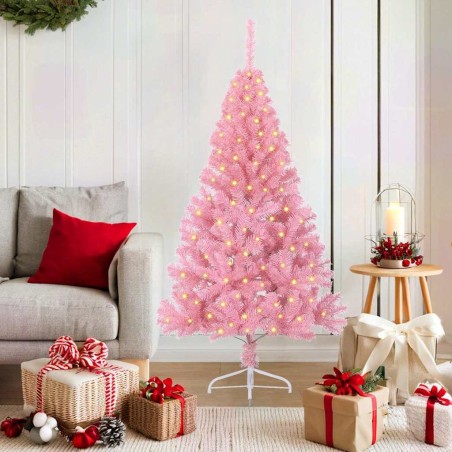Sapin de Noël artificiel pré-éclairé Rose 150 cm PVC 544065544065