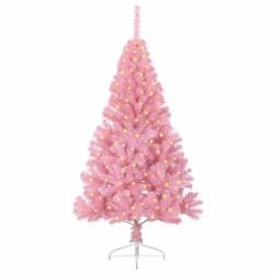 Sapin de Noël artificiel pré-éclairé Rose 150 cm PVC 544065544065