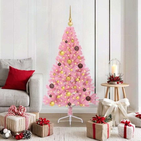 Sapin de Noël artificiel pré-éclairé Rose 150 cm PVC 544066544066