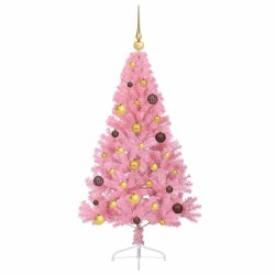 Sapin de Noël artificiel pré-éclairé Rose 150 cm PVC 544066544066