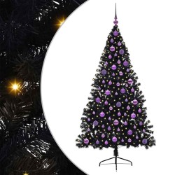 Sapin de Noël artificiel pré-éclairé Noir 180 cm PVC 544069544069