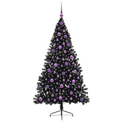 Sapin de Noël artificiel pré-éclairé Noir 180 cm PVC 544069544069