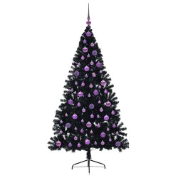 Sapin de Noël artificiel pré-éclairé Noir 180 cm PVC 544069544069