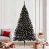 Sapin de Noël artificiel pré-éclairé Noir 210 cm PVC 544070544070