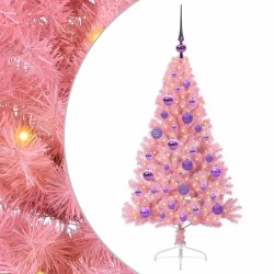Sapin de Noël artificiel pré-éclairé Rose 120 cm PVC 544073544073