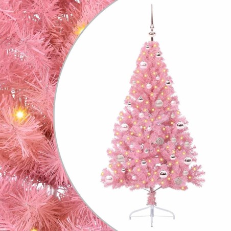 Sapin de Noël artificiel pré-éclairé Rose 150 cm PVC 544076544076