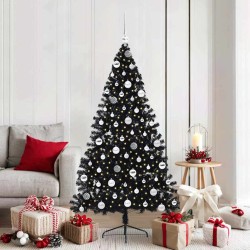 Sapin de Noël artificiel pré-éclairé Noir 180 cm PVC 544077544077
