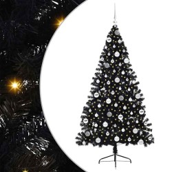 Sapin de Noël artificiel pré-éclairé Noir 180 cm PVC 544077544077