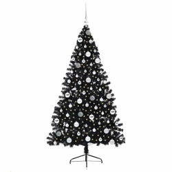 Sapin de Noël artificiel pré-éclairé Noir 180 cm PVC 544077544077