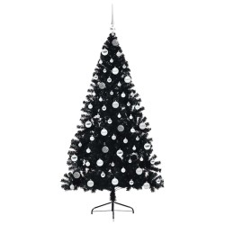 Sapin de Noël artificiel pré-éclairé Noir 180 cm PVC 544077544077
