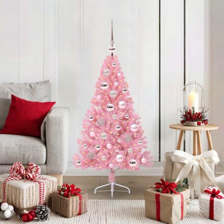 Sapin de Noël artificiel pré-éclairé Rose 120 cm PVC 544078544078
