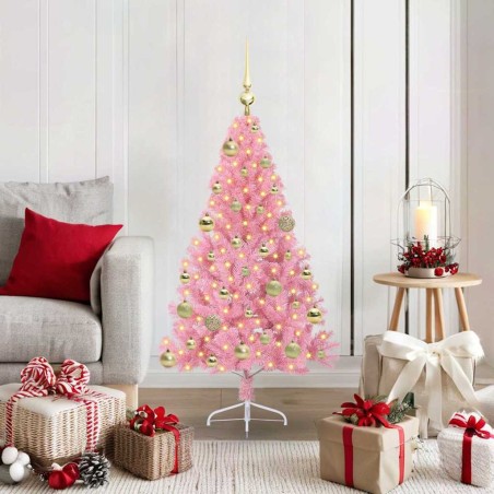 Sapin de Noël artificiel pré-éclairé Rose 120 cm PVC 544079544079