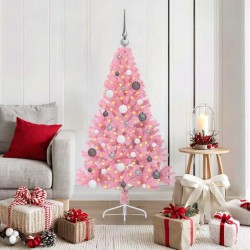 Sapin de Noël artificiel pré-éclairé Rose 150 cm PVC 544082544082