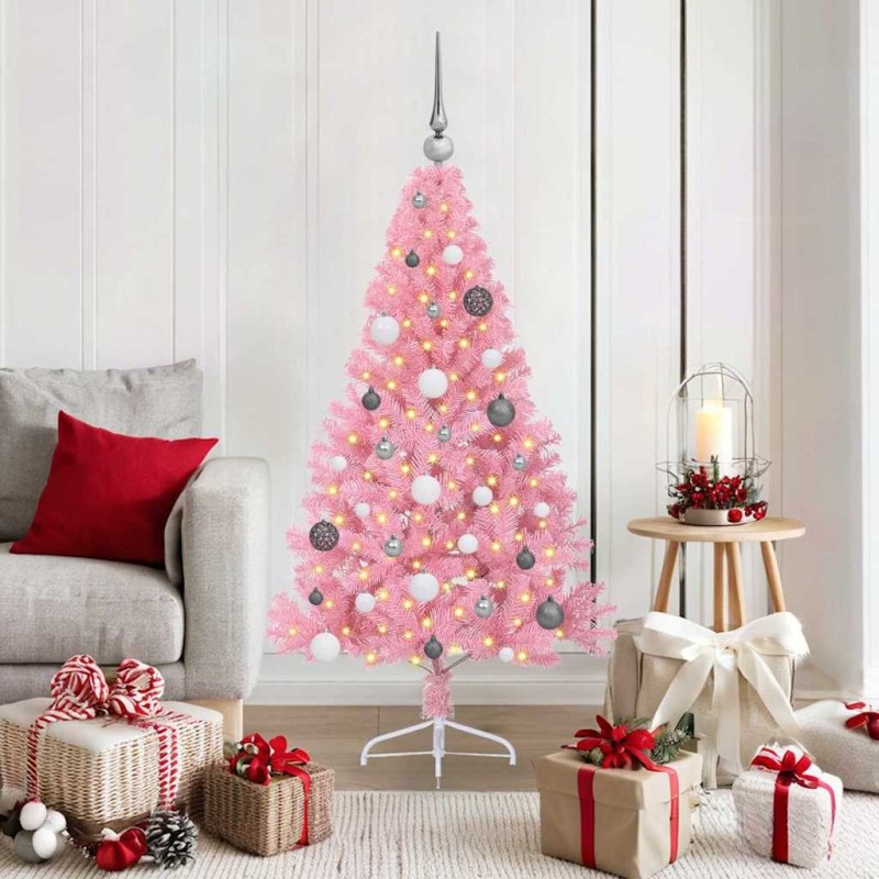 Sapin de Noël artificiel pré-éclairé Rose 150 cm PVC 544082544082