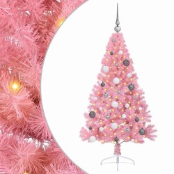 Sapin de Noël artificiel pré-éclairé Rose 150 cm PVC 544082544082