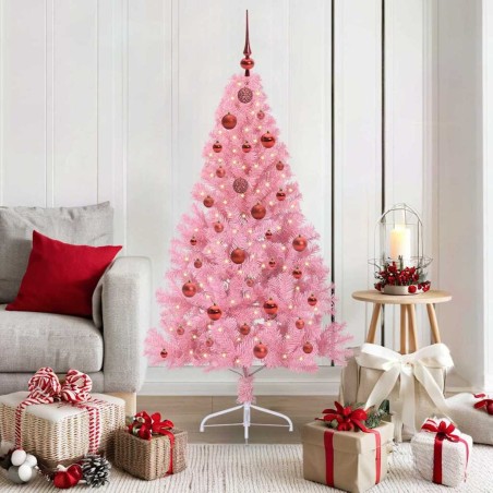 Sapin de Noël artificiel pré-éclairé Rose 150 cm PVC 544083544083
