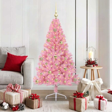 Sapin de Noël artificiel pré-éclairé Rose 150 cm PVC 544084544084