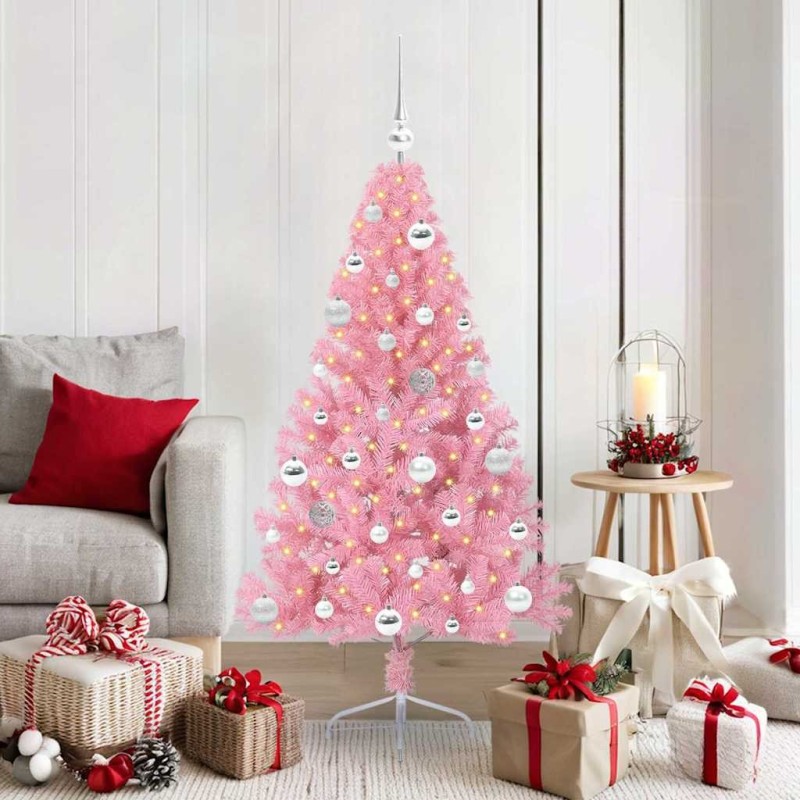 Sapin de Noël artificiel pré-éclairé Rose 150 cm PVC 544087544087