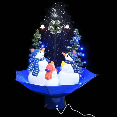 Arbre de Noël neigeux avec base de parapluie Bleu 75 cm PVC 544121544121