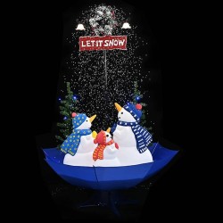 Arbre de Noël neigeux avec base de parapluie Bleu 170 cm PVC 544122544122