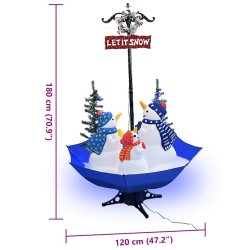 Arbre de Noël neigeux avec base de parapluie Bleu 170 cm PVC 544122544122