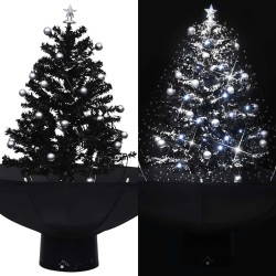 Arbre de Noël neigeux avec base de parapluie Noir 75 cm PVC 544123544123