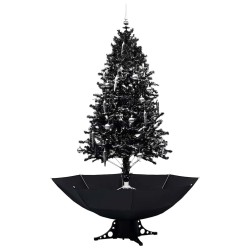 Arbre de Noël neigeux avec base de parapluie Noir 190 cm PVC 544126544126