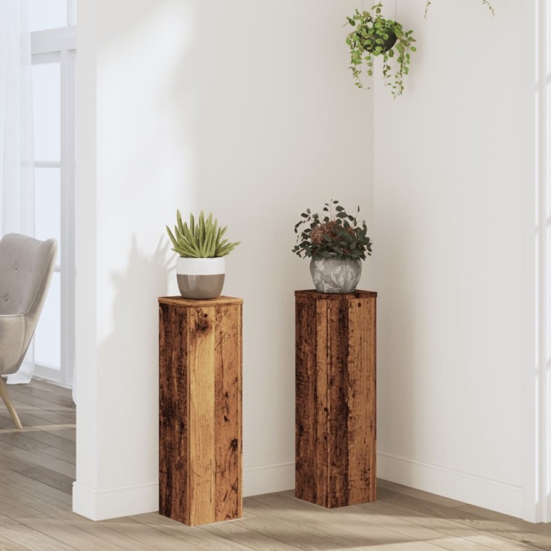 Supports pour plantes 2 pcs vieux bois bois d'ingénierie 544133544133