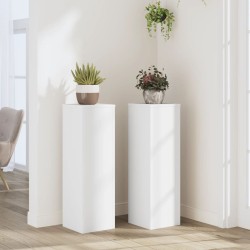 Supports pour plantes 2 pcs blanc 25x25x80 cm bois d'ingénierie 544136544136