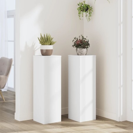 Supports pour plantes 2 pcs blanc 25x25x80 cm bois d'ingénierie 544136544136