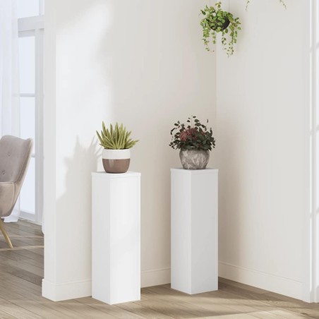 Supports pour plantes 2 pcs blanc 17x17x60 cm bois d'ingénierie 544141544141