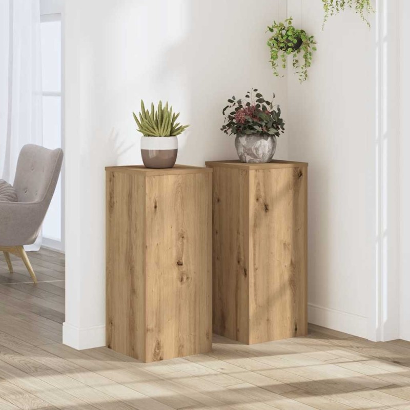 Supports pour plantes 2 pcs chêne artisanal bois d'ingénierie 544142544142