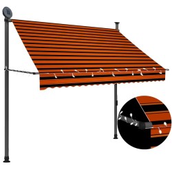 Auvent manuel rétractable avec LED 200 cm Orange et marron 544150544150