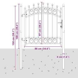 Portail de clôture Emmen avec pointes, acier, 103 x 97 cm, noir 544179544179