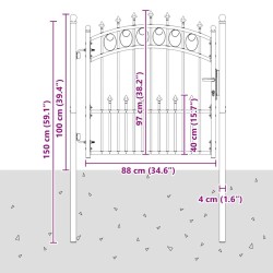 Portail de clôture Emmen avec pointes en acier 104 x 97 cm vert 544181544181