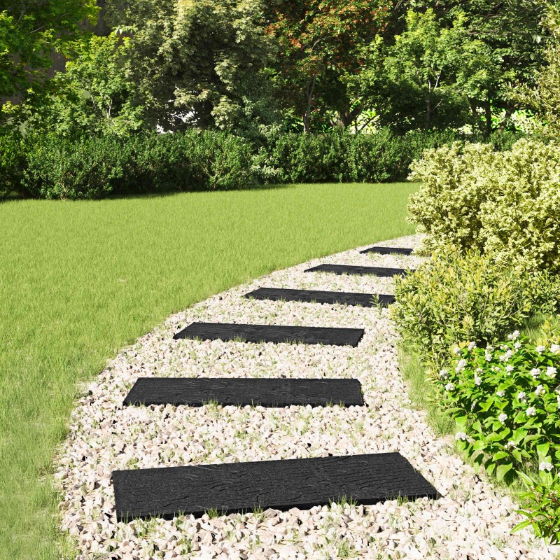 Pierre de marchage 6 pcs Noir 60,5 x 25 x 2 cm Caoutchouc 544191544191