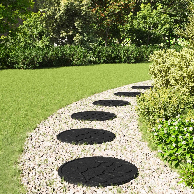 Pierre de marchage 6 pcs Noir Ø 44 x 2 cm Caoutchouc 544194544194