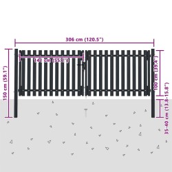 Portail double en acier 300x100 cm anthracite 544197544197