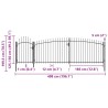 Portail de jardin Woerden avec pointe en forme de lance 5 x 1,5 m noir 544200544200